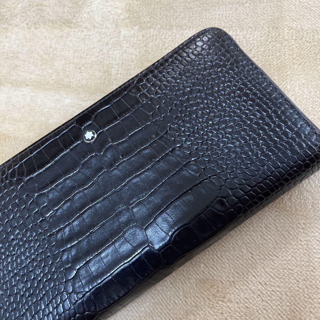 モンブラン 長財布 クロコダイル メンズ ブラック