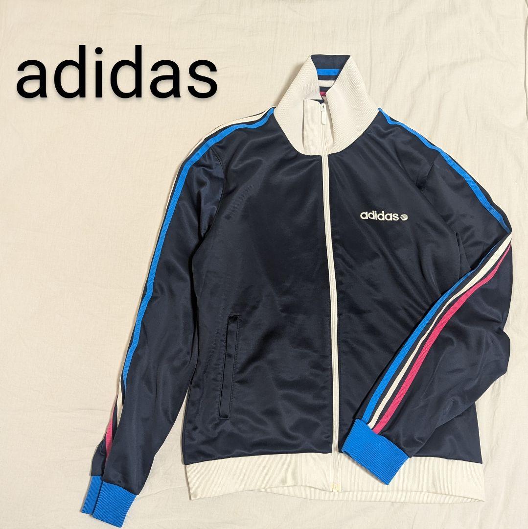 オールドadidas ネイビー ジャージジャケット adidas ジャージ ジャケット ネイビー ストライプ Oサイズ