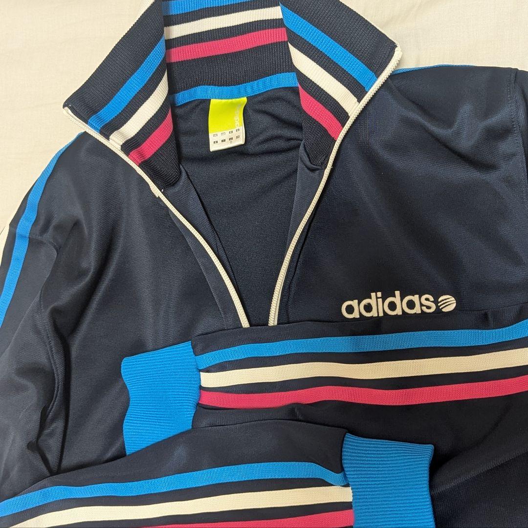 adidas ストライプジャージジャケット ネイビー adidas ジャージ ジャケット ネイビー ストライプ Oサイズ