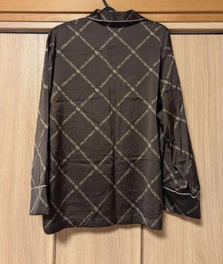 美品　ジェラートピケ　サテンパジャマ　シャツ　ロングパンツ　2点セット