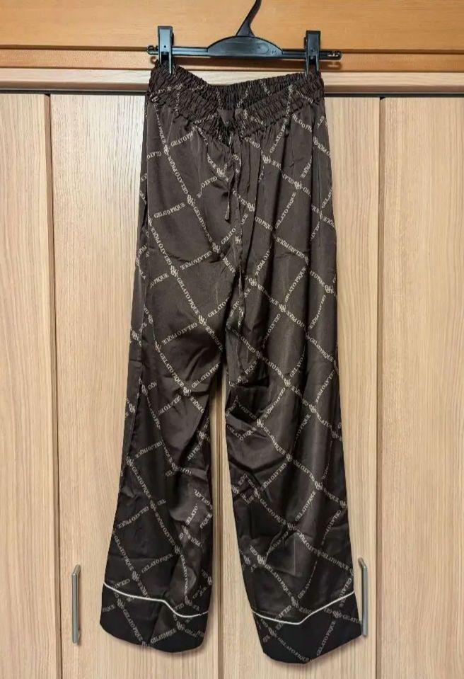 美品　ジェラートピケ　サテンパジャマ　シャツ　ロングパンツ　2点セット