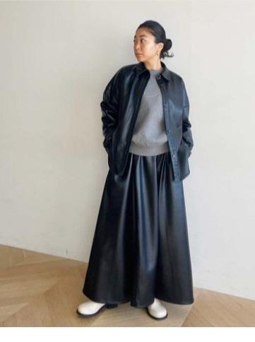 searoomlynn】 Soft Stretch ECOレザーオーバーシャツ