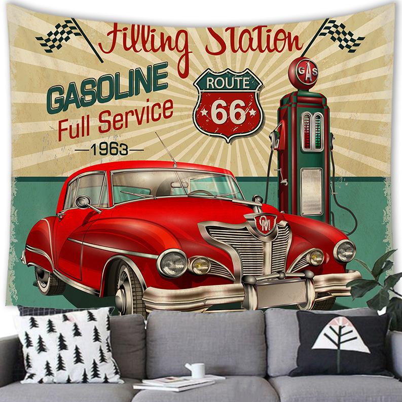 150×100 Route66 アメリカン ビッグタぺストリー ガレージ 旗N8