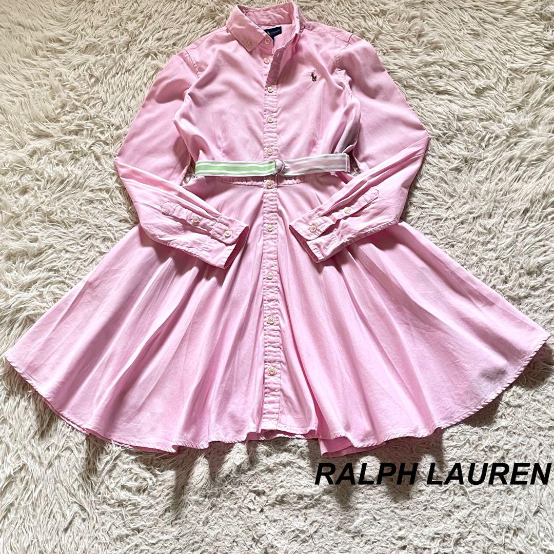 【美品】RALPH LAUREN ワンピース オクスフォード ベルト フレア