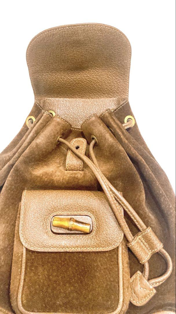 美品 Gucci ビンテージ レザー バンブー リュック ブラウン グッチ