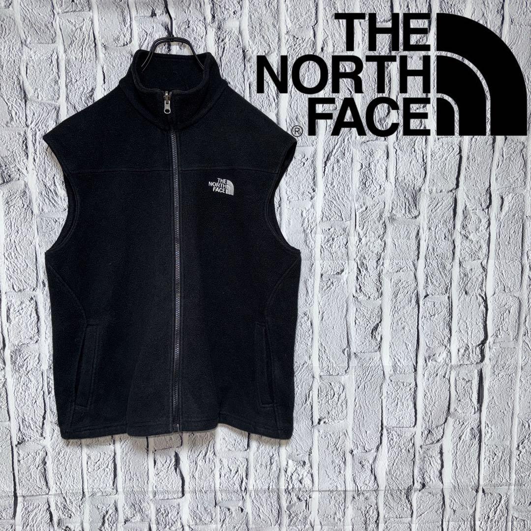 【美品】THE NORTH FACE ベスト　ブラック　刺繍