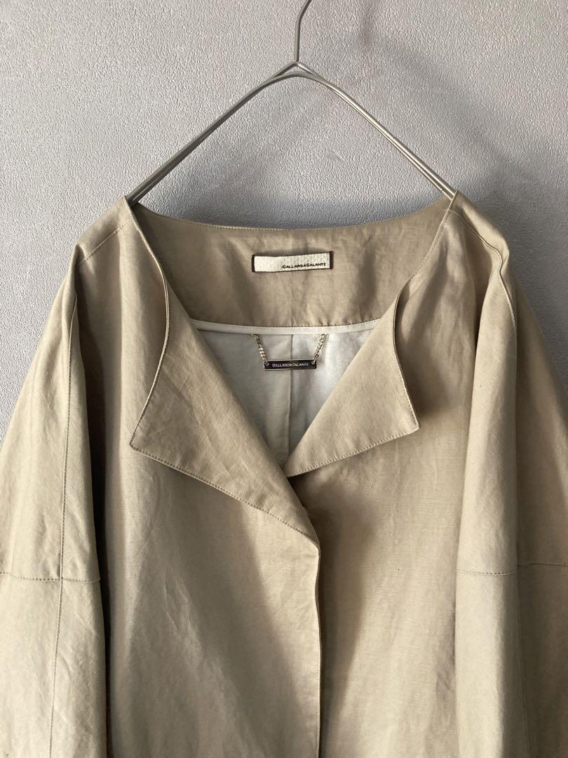 GALLARDAGALANTE 麻 綿 ノーカラー コクーンコート 七分袖