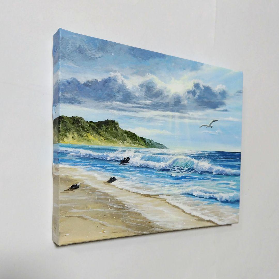 【青い海】アクリル画 F3 風景画 絵画 海の絵