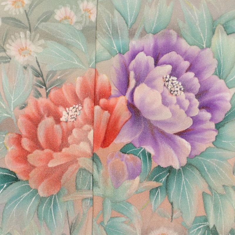 単衣】着物 訪問着 牡丹の花模様 ピンク 正絹 25S15 - メルカリ