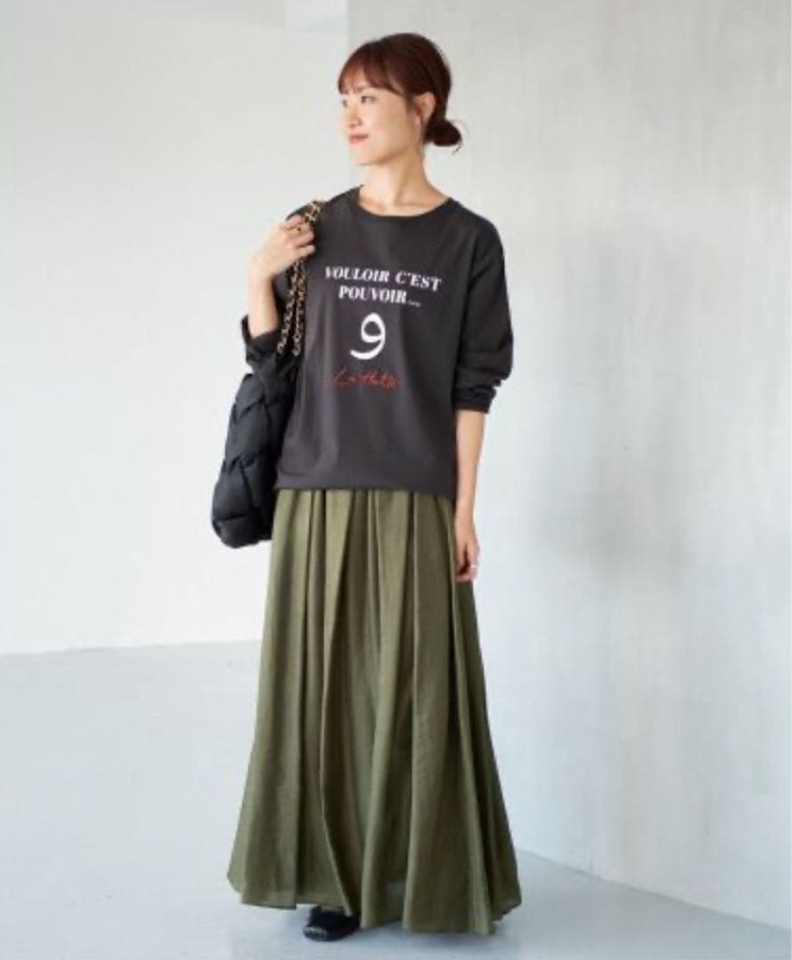 【美品】Spick & Span シアーフレアスカート　2024 カーキ　34