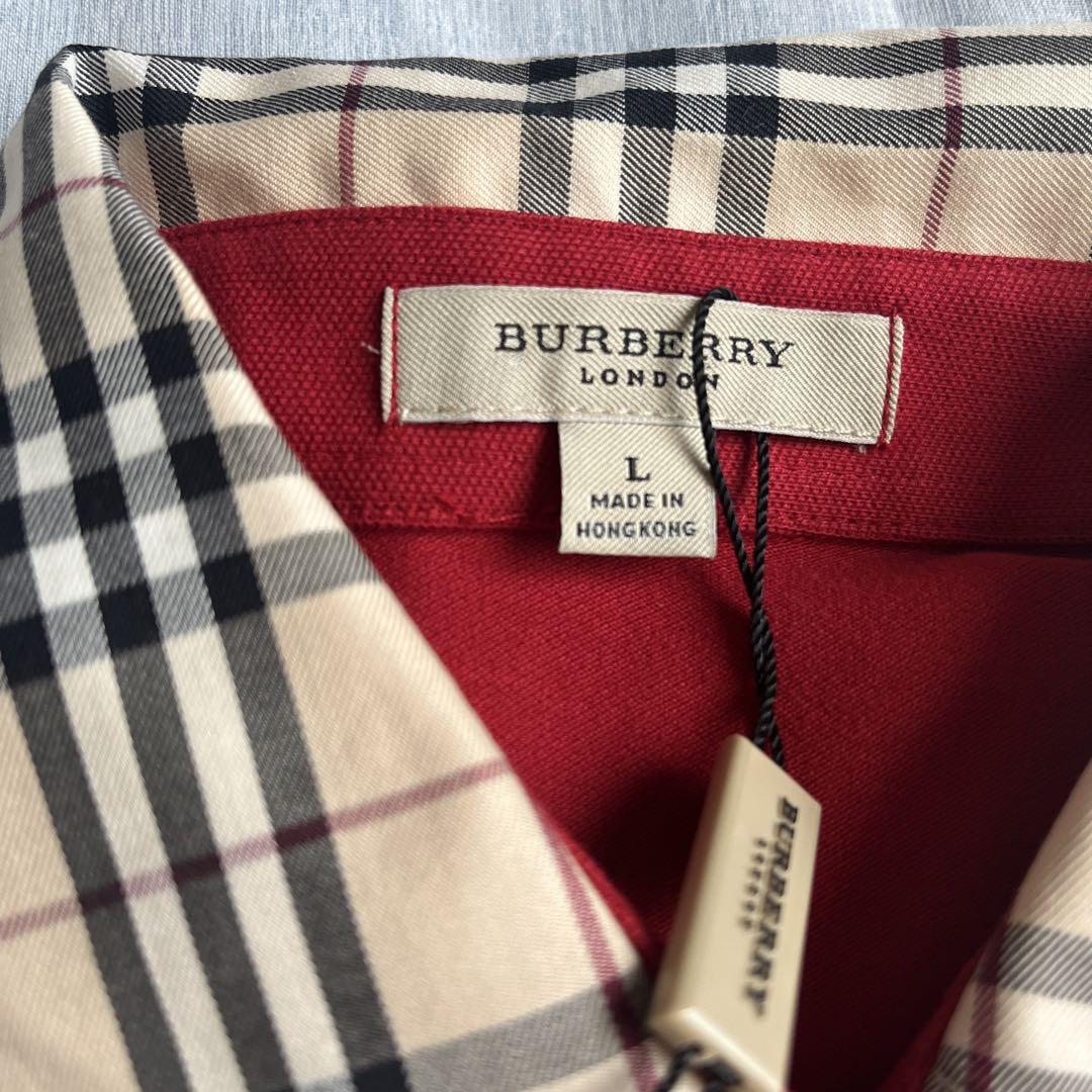 Burberry 半袖ポロシャツ　未使用タグ付き 新品 未使用 タグ付き BURBERRY 赤 半袖 ポロシャツ Lサイズ