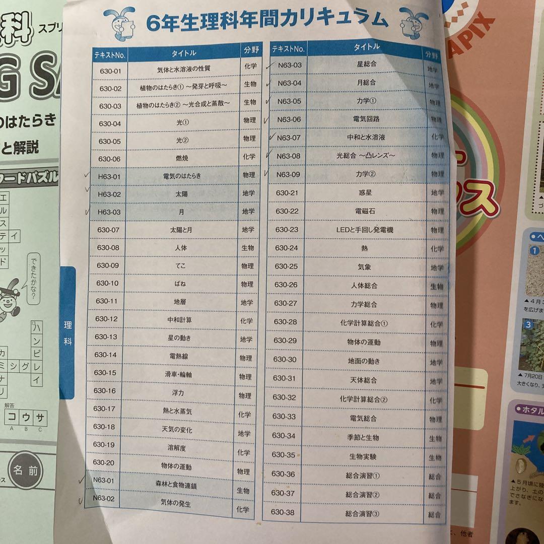 欠番無し】コアプラス付き6年理科1年分 デイリーサピックス