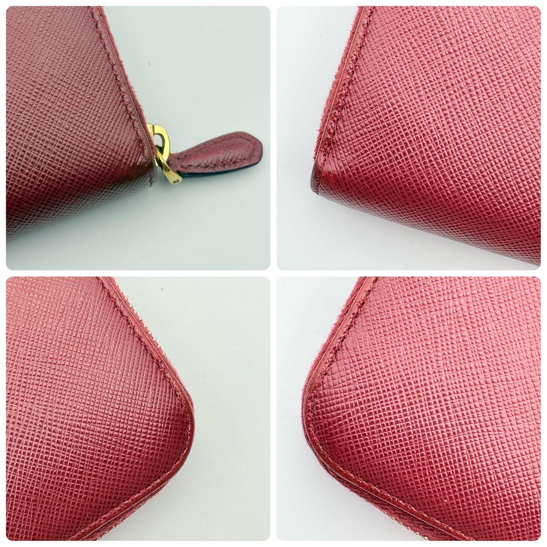 ✨美品✨　プラダ　サフィアーノレザー　ラウンドファスナー　長財布　ボルドー