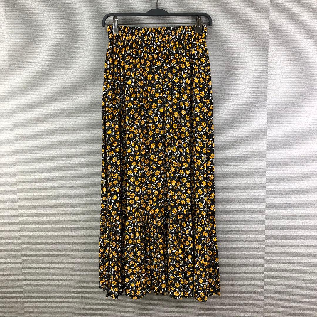 THE SHINZONE YELLOW FLOWER SKIRT F ブラック SIZE THE SHINZONE
