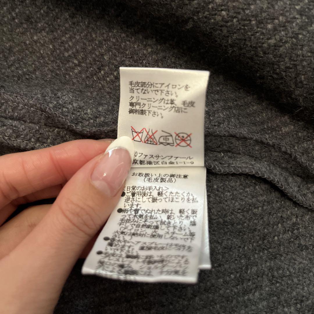 ノーリーズファーケープコートグレー36 美品ポンチョアウターコート