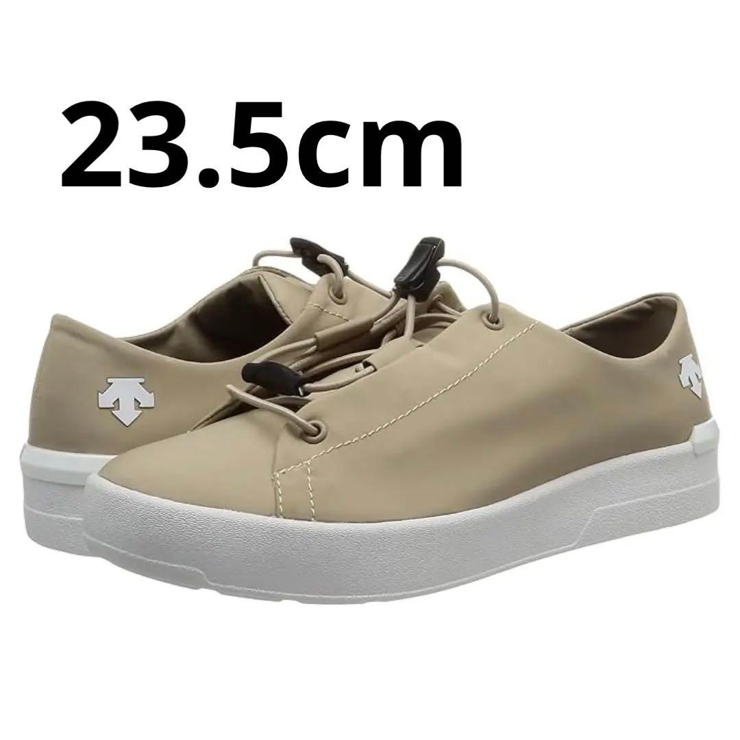 DESCENTE レインシューズ ローカット 防水 軽量 ベージュ 23.5cm