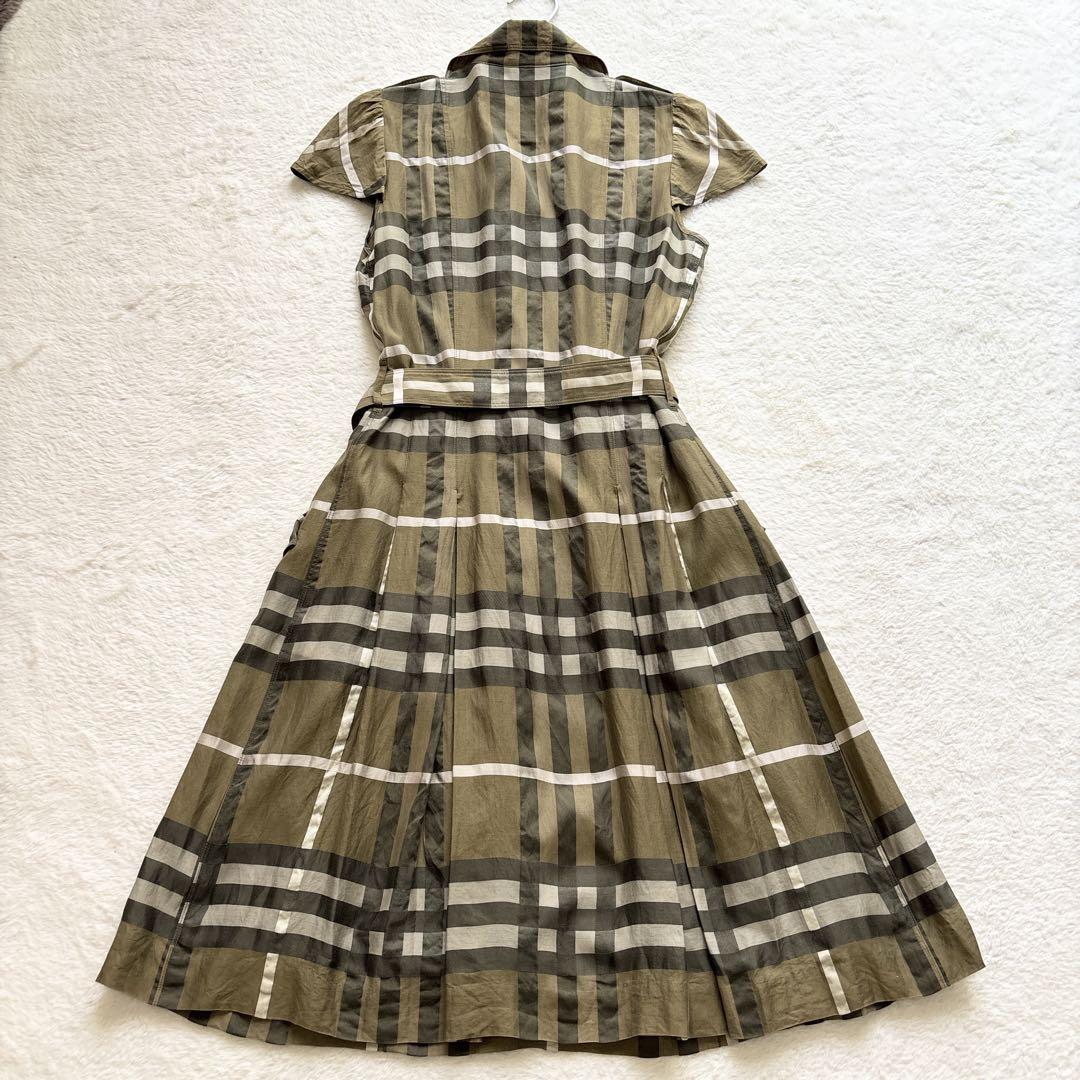 ✨️BURBERRY BRIT メガチェック ベルト付 ロング丈 長袖ワンピース BURBERRY LONDON ノバチェック シャツワンピース ベルト付き 38