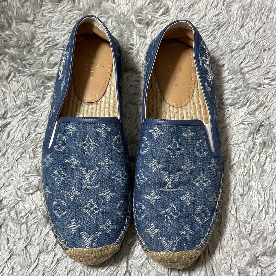 LOUIS VUITTON　エスパドリーユ　スリッポン　デニム　UK8