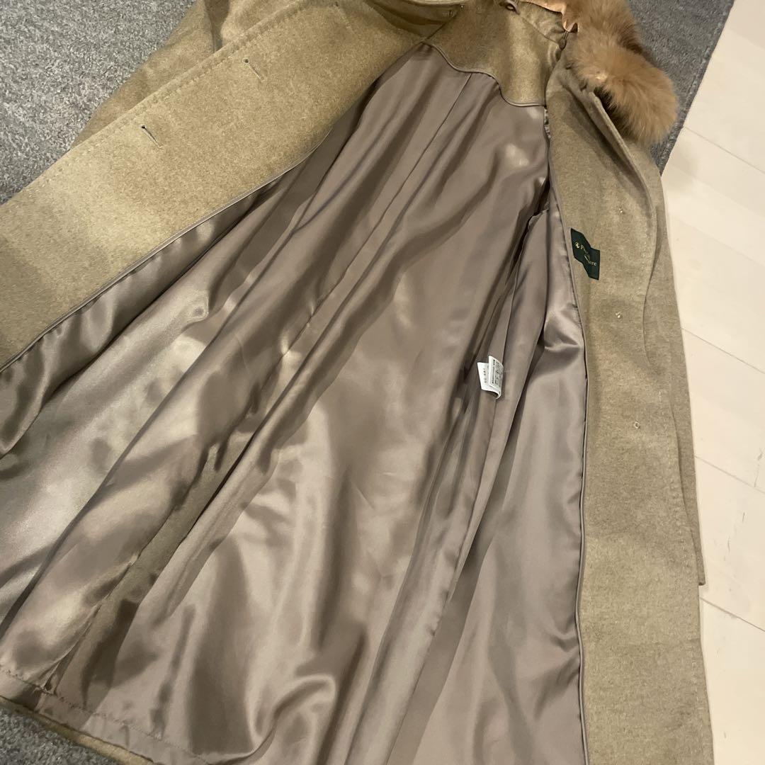 カシミヤ100%ブルーフォックスファー ロングコート　美品