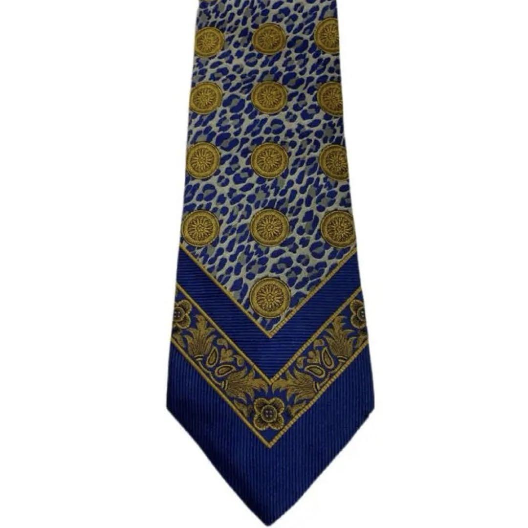 2025新発 GIANNI VERSACE VINTAGE イタリア製 ヒョウ柄シルクネクタイ 小物
