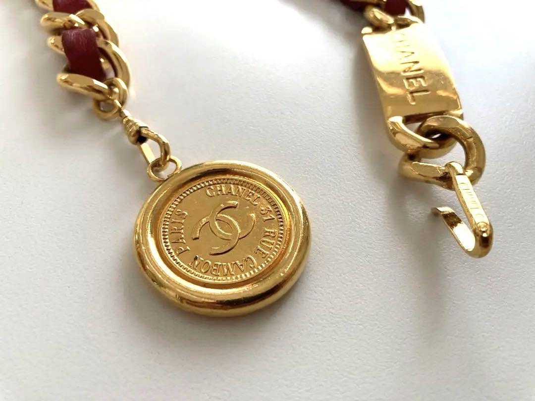 CHANEL ゴールド レザー チェーン ベルト