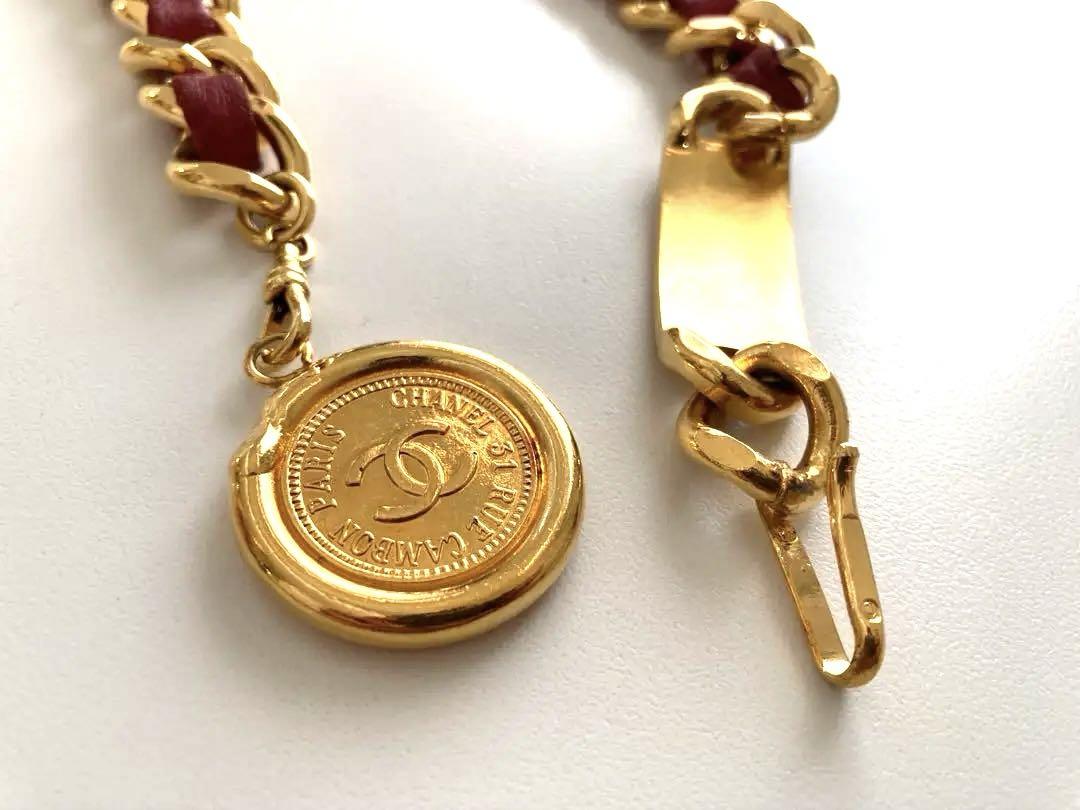 CHANEL ゴールド レザー チェーン ベルト