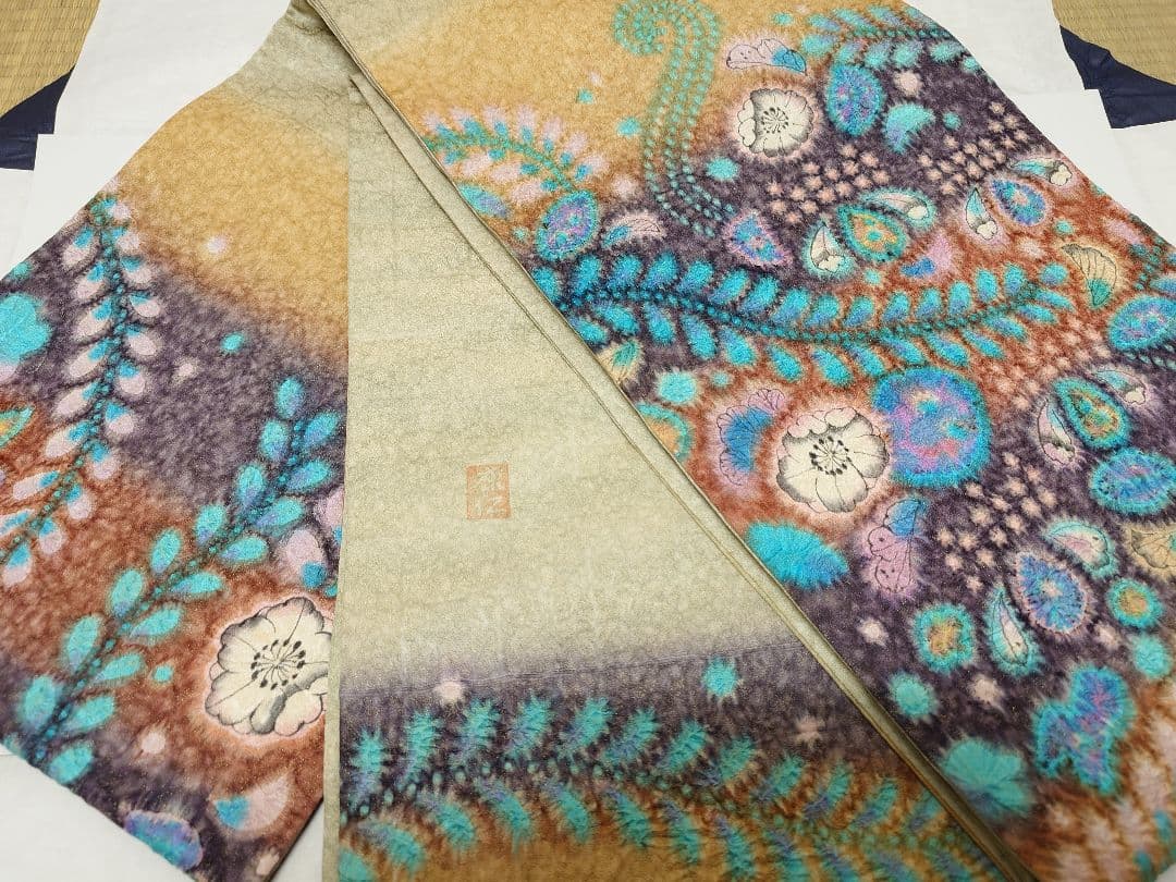 袋帯　辻ヶ花　正絹　落花入り　No.94