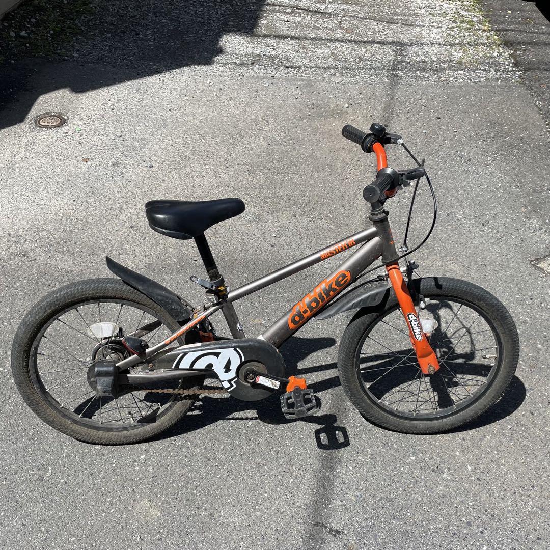 補助輪付き　D-bikeマスター 18インチ キッズバイク グレー/オレンジ