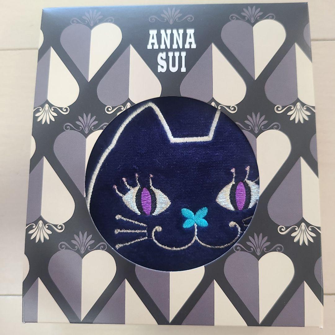 ANNA SUI アナスイ 猫 刺繍 ハンカチ ネイビー プレゼント