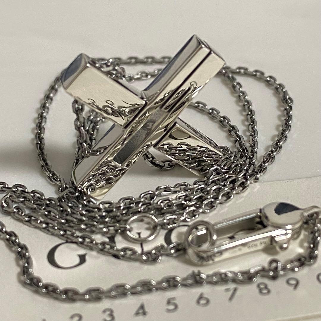 格安 GUCCI 新品同様品 G刻印クロスネックレス 極美品 925シルバー
