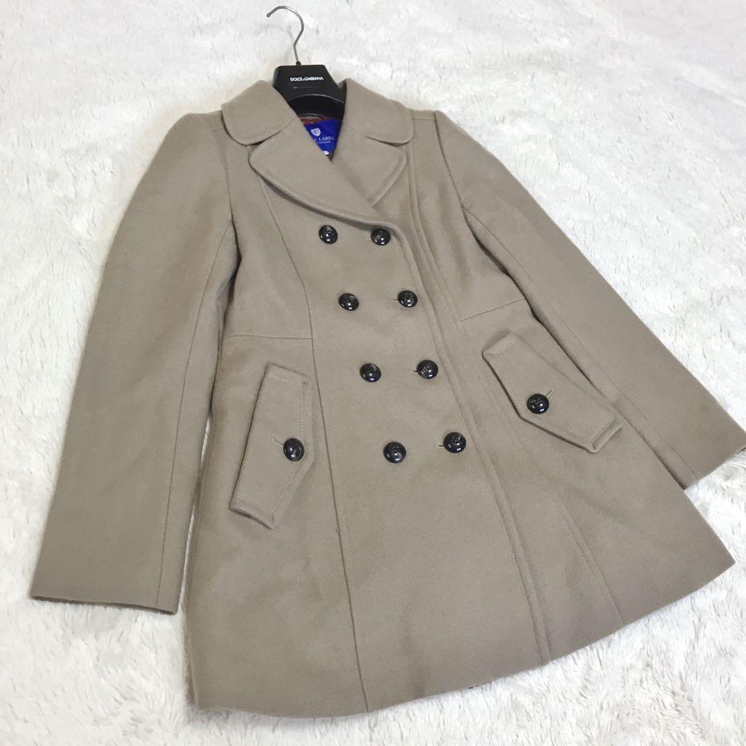 美品 ブルーレーベルクレストブリッジ ウール チェック コート ベージュ 毛