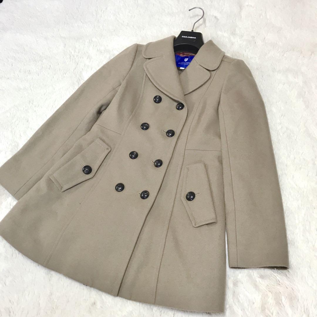 美品 ブルーレーベルクレストブリッジ ウール チェック コート ベージュ 毛