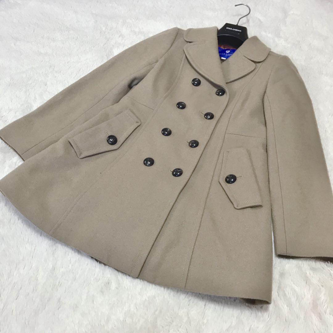 美品 ブルーレーベルクレストブリッジ ウール チェック コート ベージュ 毛