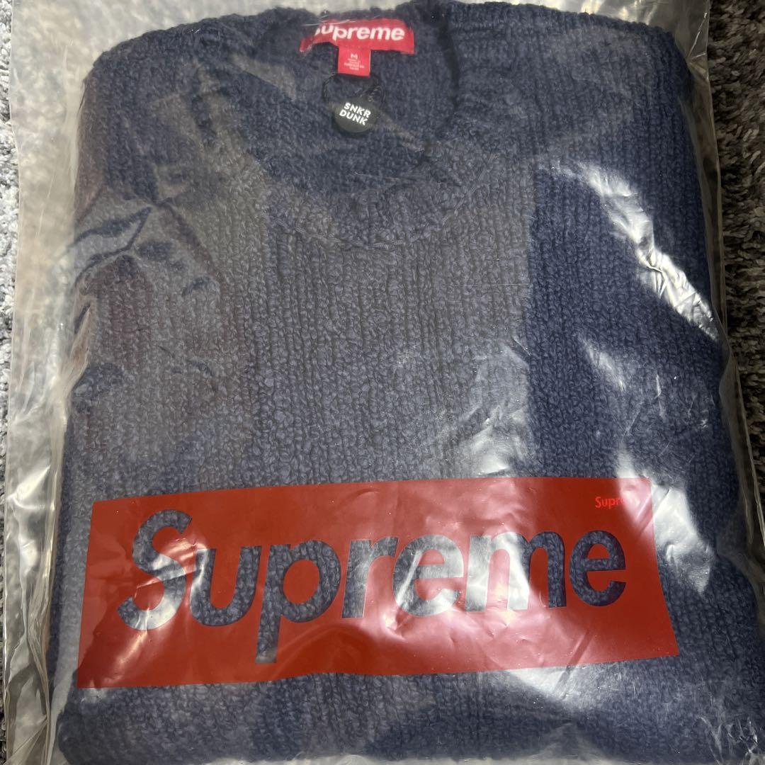 Supreme 24SS Boucle Small Box Sweater Navy Cotton Size XL