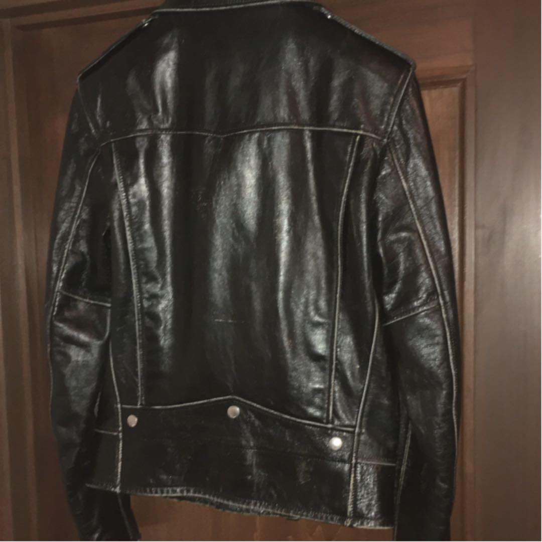 新品44サンローランパリダブルライダースジャケットブラック黒レザーライダース