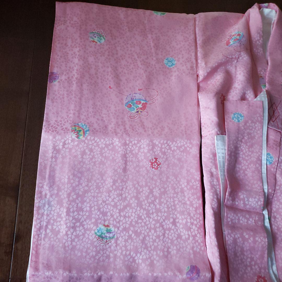 七五三　女の子用　着物　ピンク花柄着物　長襦袢付き　桜模様