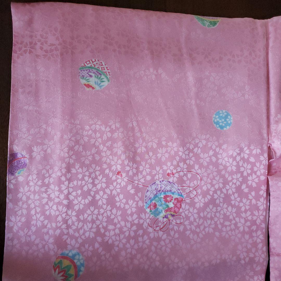 七五三　女の子用　着物　ピンク花柄着物　長襦袢付き　桜模様