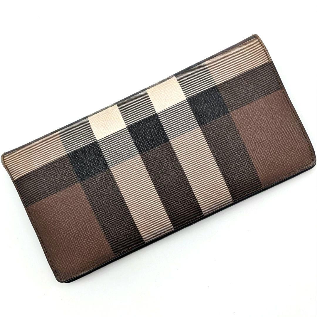BURBERRY バーバリー 長財布 二つ折りブラウン チェック メガチェック