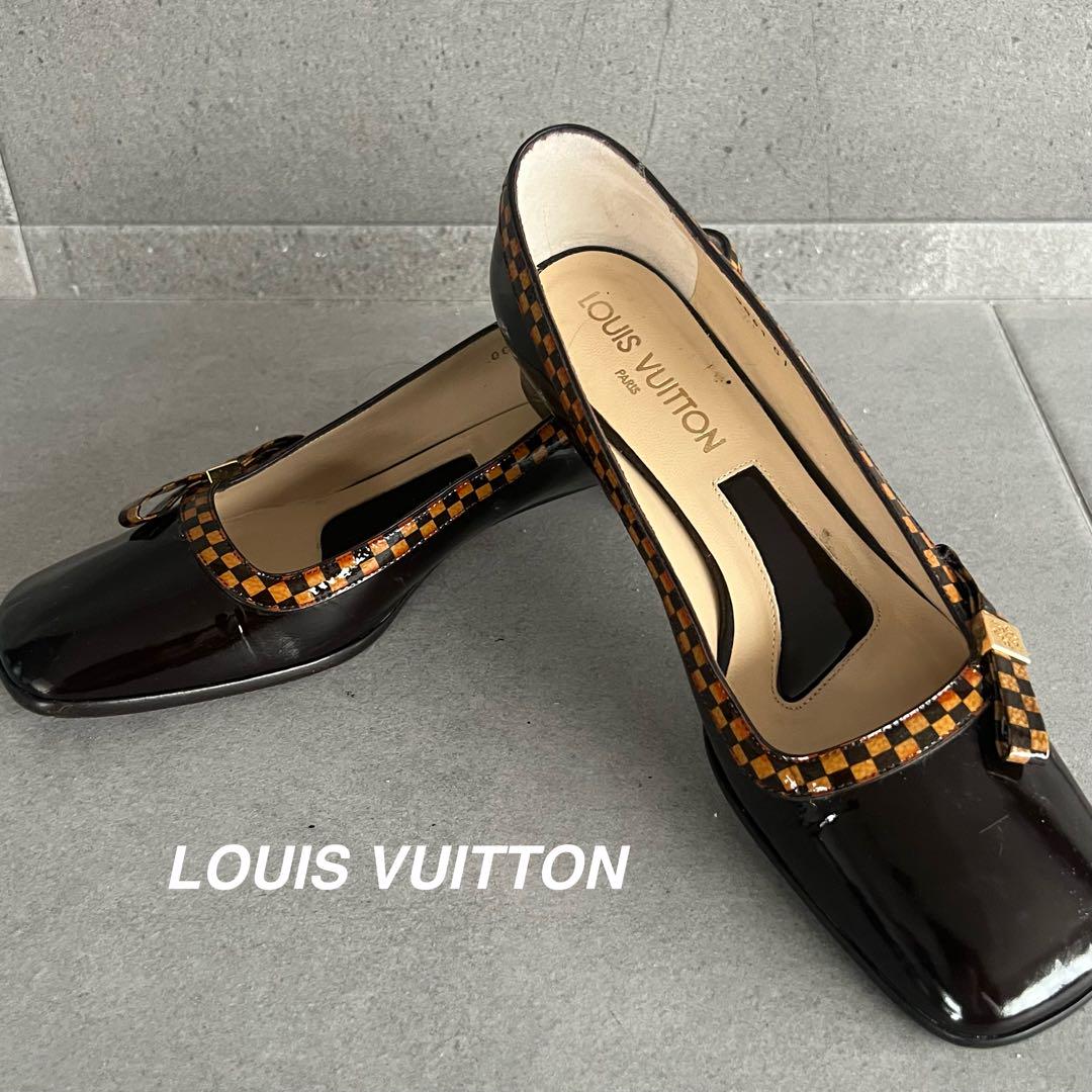 LOUIS VUITTON ルイヴィトン　ローヒール　パンプス　ダミエ　美品