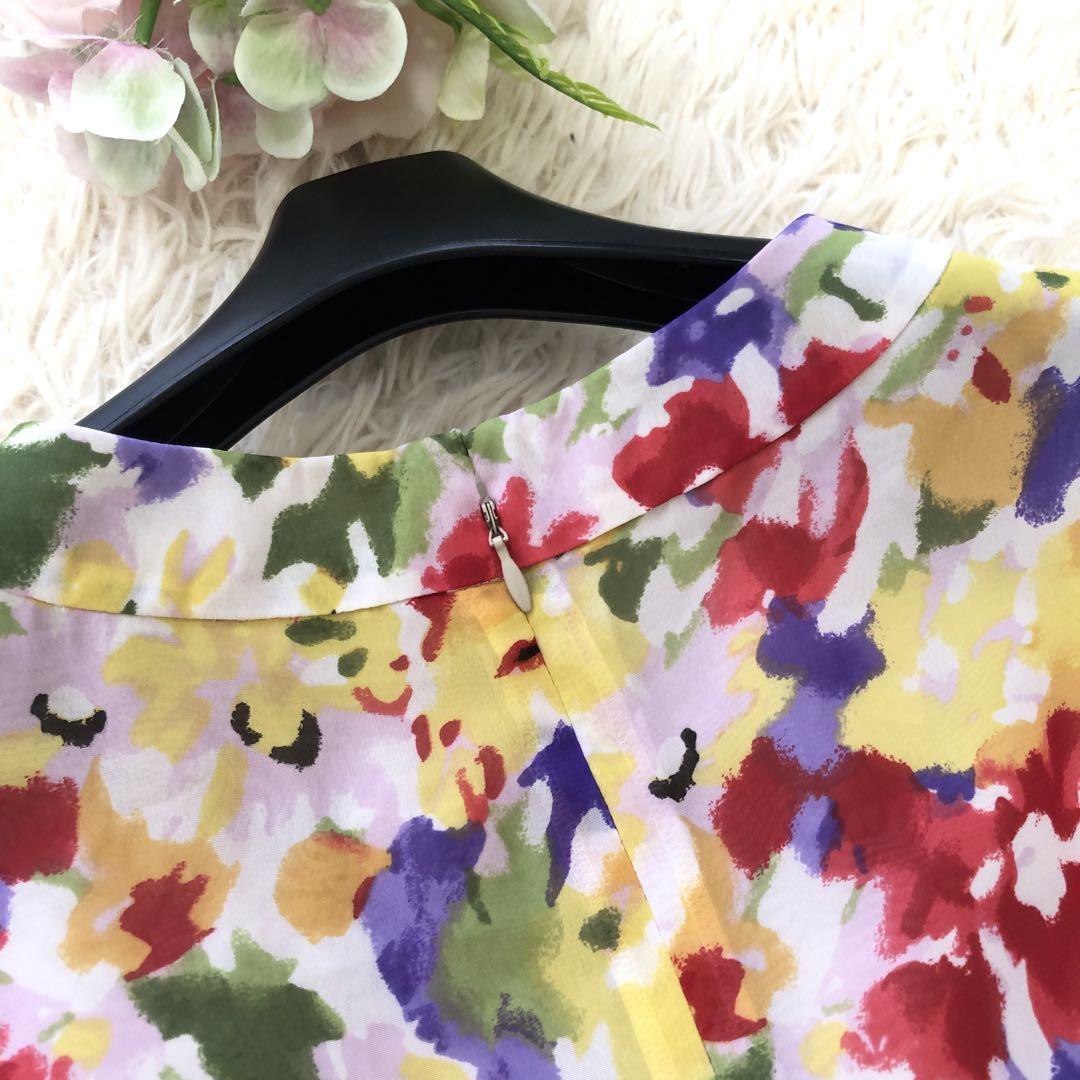 新品タグ付✨ローラアシュレイ ボウタイ花柄ロングシフォン