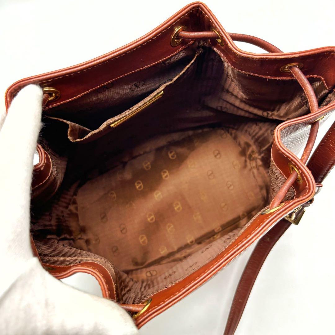 【美品】 ヴァレンティノガラバーニ 巾着 ショルダーバッグ ブラウン 画像8