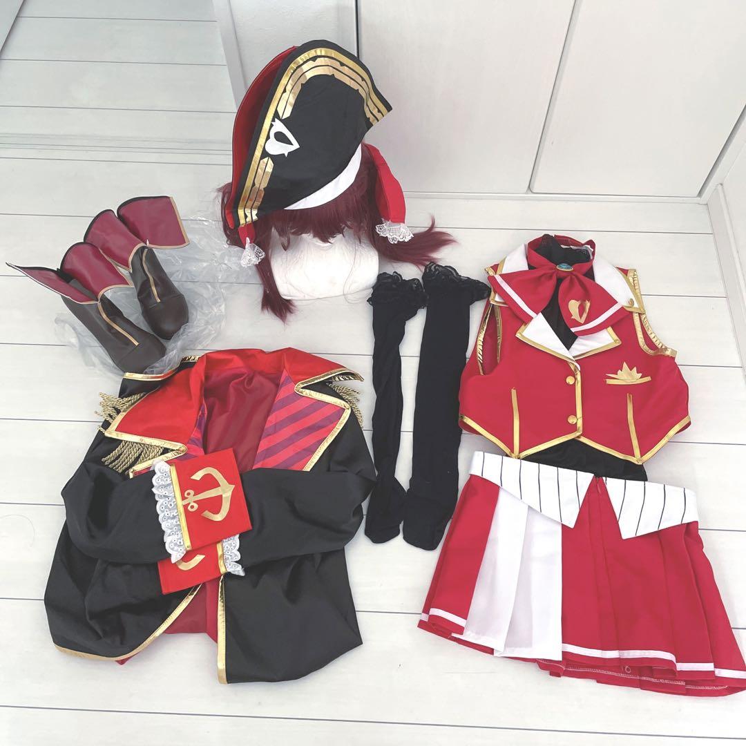 宝鐘マリン コスプレ衣装 ウィッグ 靴 フルセット