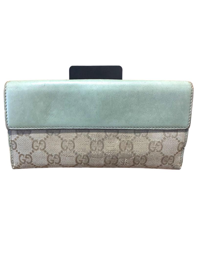希少色GUCCI長財布 GGキャンバス グリーン 未使用保管品】 グッチ GUCCI GG キャンバス レザー 長財布 両面