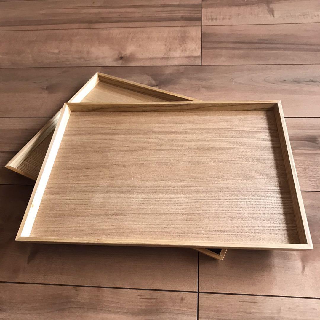 木製トレー 2枚セット  木 トレイ お盆 お食事トレイ スタッキングプレート