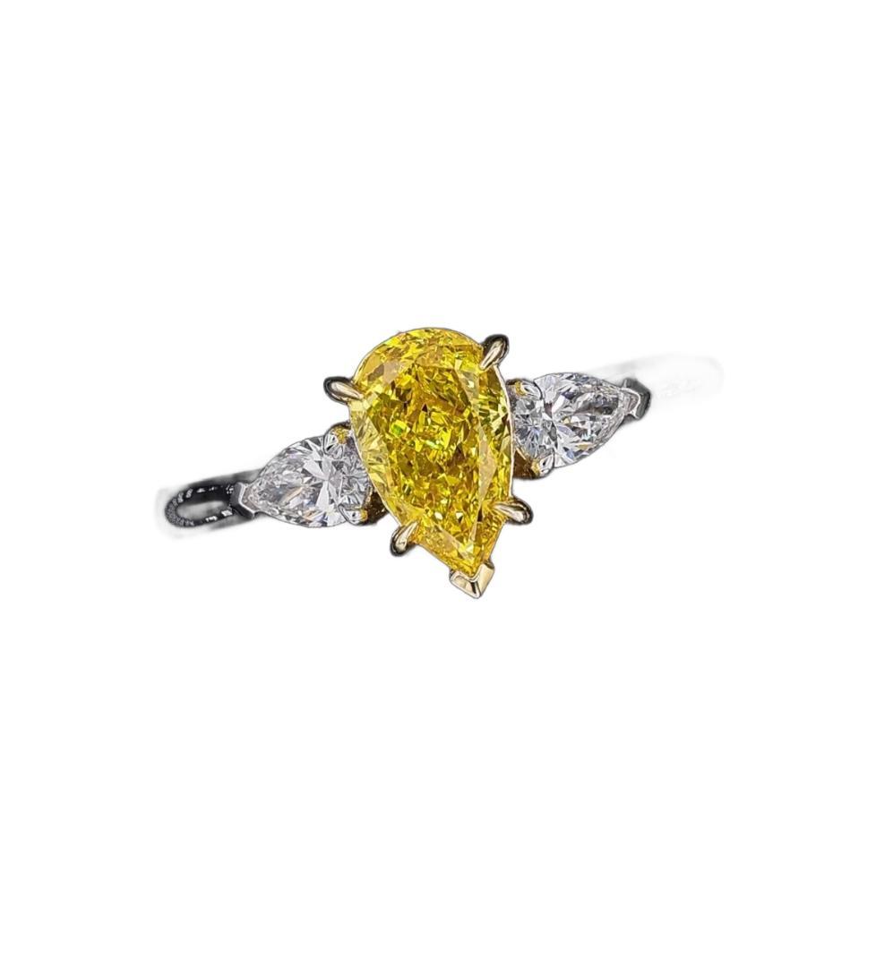 Pt950 ダイヤモンド リング イエロー D1.14ct，d0.354ct