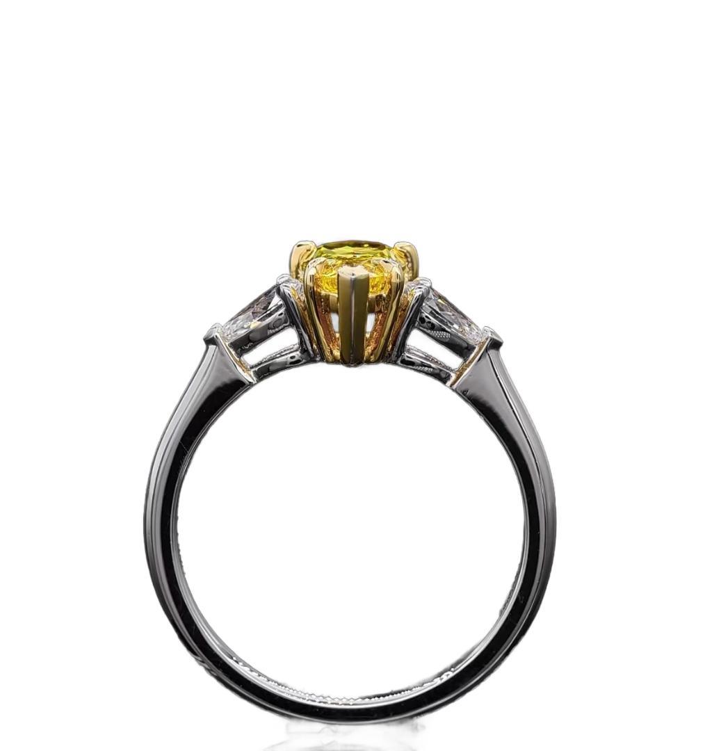 Pt950 ダイヤモンド リング イエロー D1.14ct，d0.354ct