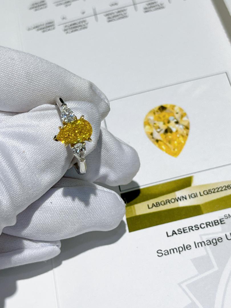 Pt950 ダイヤモンド リング イエロー D1.14ct，d0.354ct