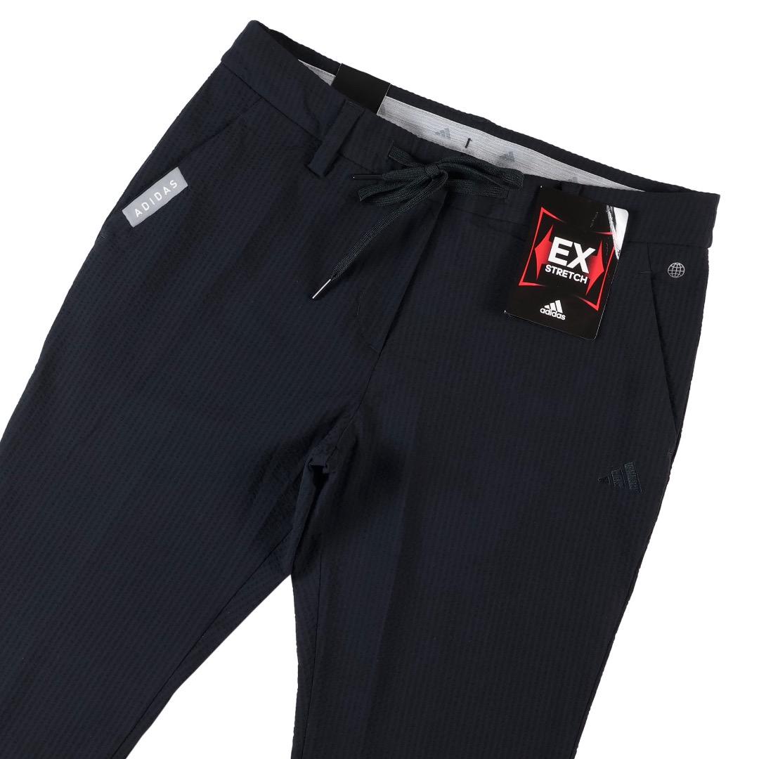 【L】春夏 アディダス ゴルフ STRETCH シアサッカー アンクルパンツ 黒