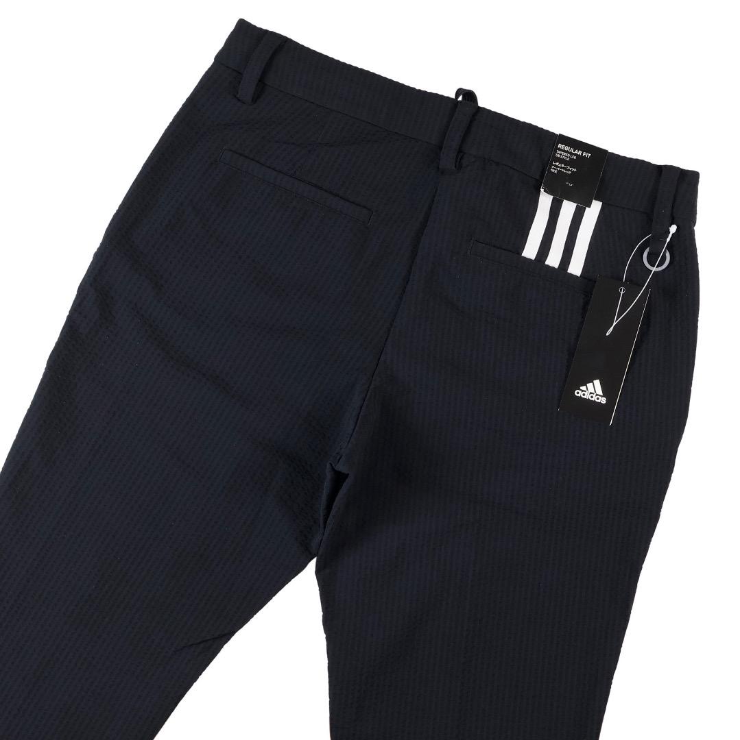 【L】春夏 アディダス ゴルフ STRETCH シアサッカー アンクルパンツ 黒