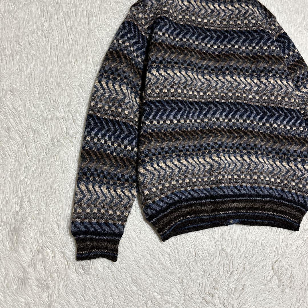 インティワラ【M】カーディガン アルパカ100% 総柄 民族柄 上質 裏地付き